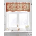 thumbnail image 2 of Red Beige Linen Curtain Valance for Bedroom/Bathroom/Kitchen/Office/Living/Dining Room Window,Vintage Boho Ethnic Geometric Abstract Art Rod Pocket Topper Decorative Cafe Drapes Panel 42"x12", 2 of 6