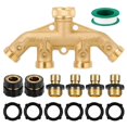 thumbnail image 1 of Star 4 Way Heavy Duty Brass Garden Hose Splitter, 1 of 5