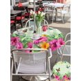 thumbnail image 5 of Outdoor Tablecloth with Umbrella Hole for Patio/Picnic/Party/Camping, Tropical Spring Waterproof Table Cloth Round Cover Washable, Floral Leaves Butterflies Sage Green Plaid (Dia 54"), 5 of 8