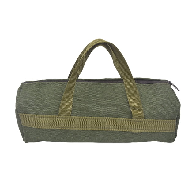 Multifunctional canvas tool bag with zipper, wide mouth, multipurpose utility bag, cylindrical bag with carrying handle, canvas zipper bag, tool bag handbag