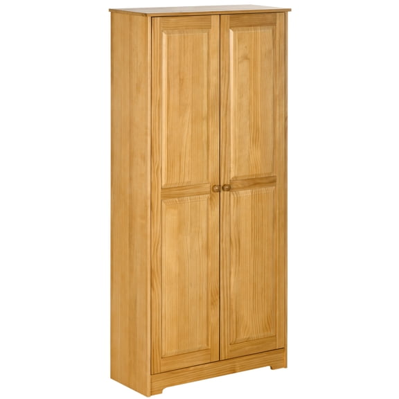 Cterwk 2 Doors Wood Kitchen Cabinet with Shelf, 67" Tall Pantry Cabinet forLiving Room, Dining Room, Kitchen, Brown