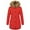 Red, variant on Capreze Winter Coat For Womens Zip Hooded Puffers Jackets Mid Length Thickened Buttons Warm Outwear Light Grey 4XL