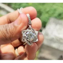 Siddheshwarjewels 3Ct Round Cut Lab Created Diamond Pendant, 925 Sterling Silver