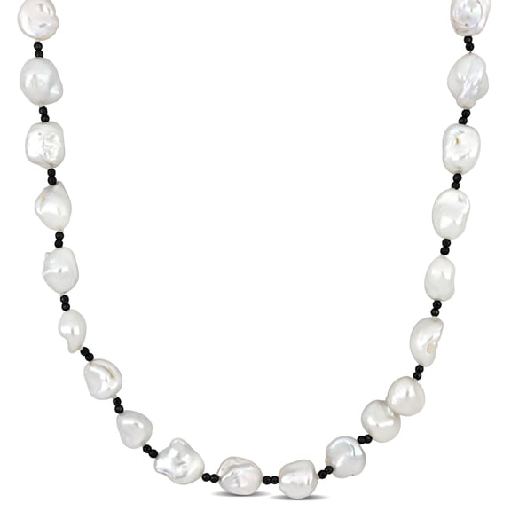 Everly Women's 10-11mm Keshi Pearl and Diamond-Cut Hematite Sterling Silver Endless Necklace