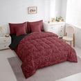 thumbnail image 3 of Feelyou Adult Boho Damask Twin Bedding Sets 7pcs, Maroon Butterfly Moth Comforter Set, 3 of 8