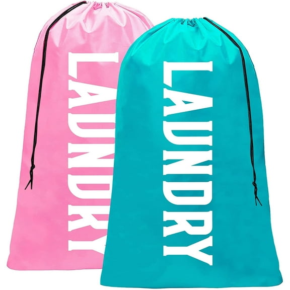 Fiodrimy Versatile Foldable Laundry Bags Pack Pink Blue, 2 Count