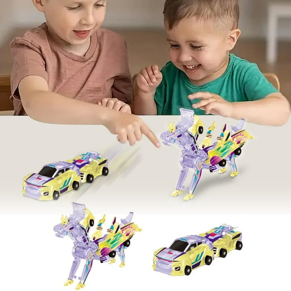 Dinosaur Collision Transforming Car Toy - Transformation Car Toy with Crash & Transform Feature ，for Boys and Girls |Party Gift for Birthday, Christmas (Gold)