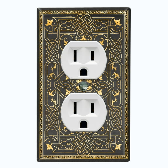 Metal Light Switch Plate Outlet Cover (French Victorian Frame - Single Duplex)
