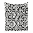 thumbnail image 1 of Vintage Soft Flannel Fleece Throw Blanket, Monochrome Nostalgia with Apple Blossoms and Irregular Dots, Cozy Plush for Indoor and Outdoor Use, 60" x 80", Charcoal Grey White, by Ambesonne, 1 of 5