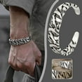 thumbnail image 3 of Silver Vintage Oval Bracelet Retro Elegant Open Cuff Bracelet for Men, 3 of 9