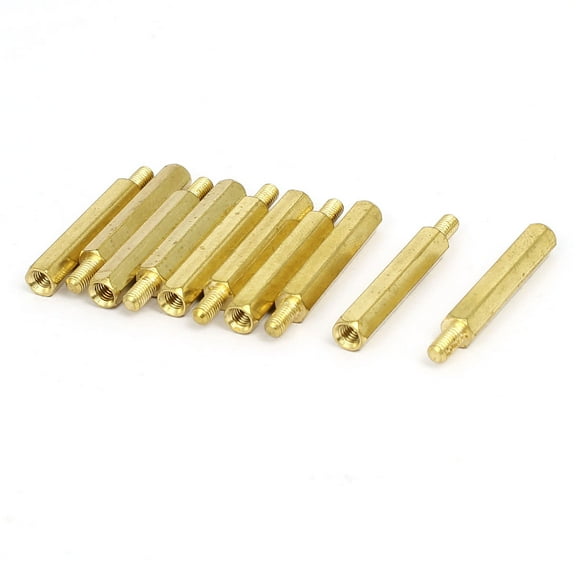 M3 x 25mm 6mm Male to Female Thread Brass Hex Hexagonal Standoff Spacers 10PCS