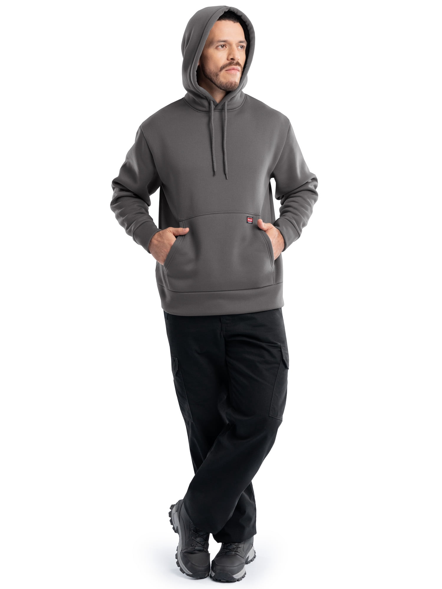 Wrangler Workwear Men's and Big Men's Relaxed Pullover Hoodie with Faux Shearling Lining, Sizes S-3XL