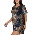 thumbnail image 2 of "Wukai Watercolor Snake Skin Women's Pajama Set - Short-Sleeve Top and Shorts with Elastic Waistband and Pockets for Loungewear, Yoga, and Casual Wear-Large, 2 of 8