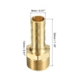 thumbnail image 2 of Uxcell Hose Barb Fitting Straight 8mm Barbed G1/4 Male Thread, 6 Pack Brass, Yellow, 2 of 5