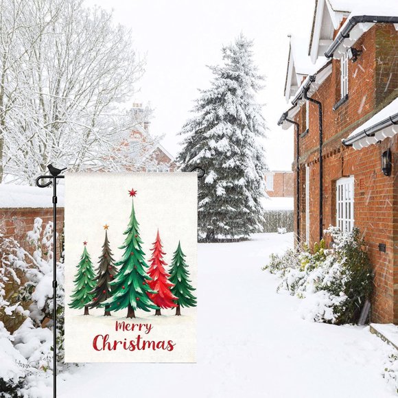 Dvkptbk Linen Flags Winter Christmas Garden Flag 12X18 Inches Double Sided Winter Yard Flag Holiday Outdoor Decoration Holiday Products Christmas Decorations