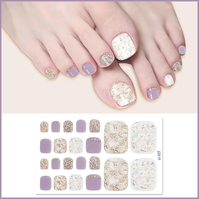 22Pcs/Sheet Removable Toe Nail Fake Nail Art Fake Nails French Nails Nail Mani Press Set