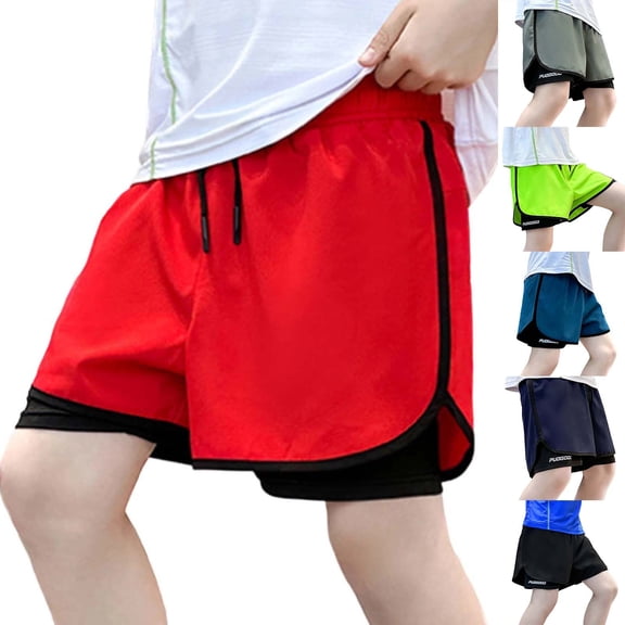 Liyamei Boys Athletic Shorts with Drawstring and Loose Fit for Summer Sports Size 5-16,Black