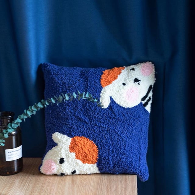 16x16 '' Throw Pillow Cover Punch s Sofá Cojín Material Cabra Hugo Material de bordado de perforación
