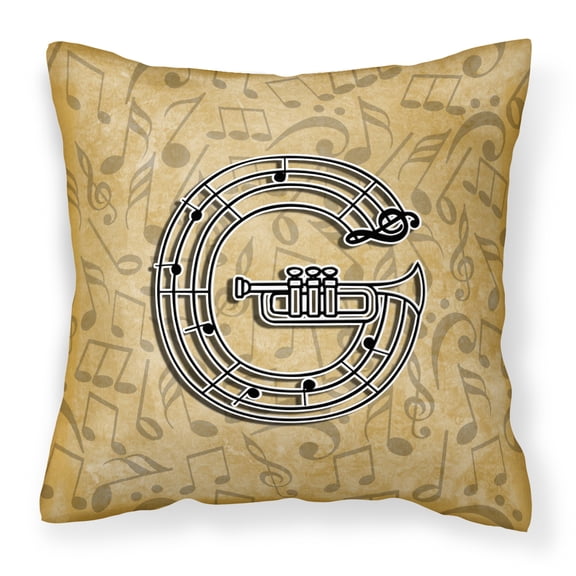 Monogram Letter Musical Instrument Alphabet Fabric Decorative Pillow