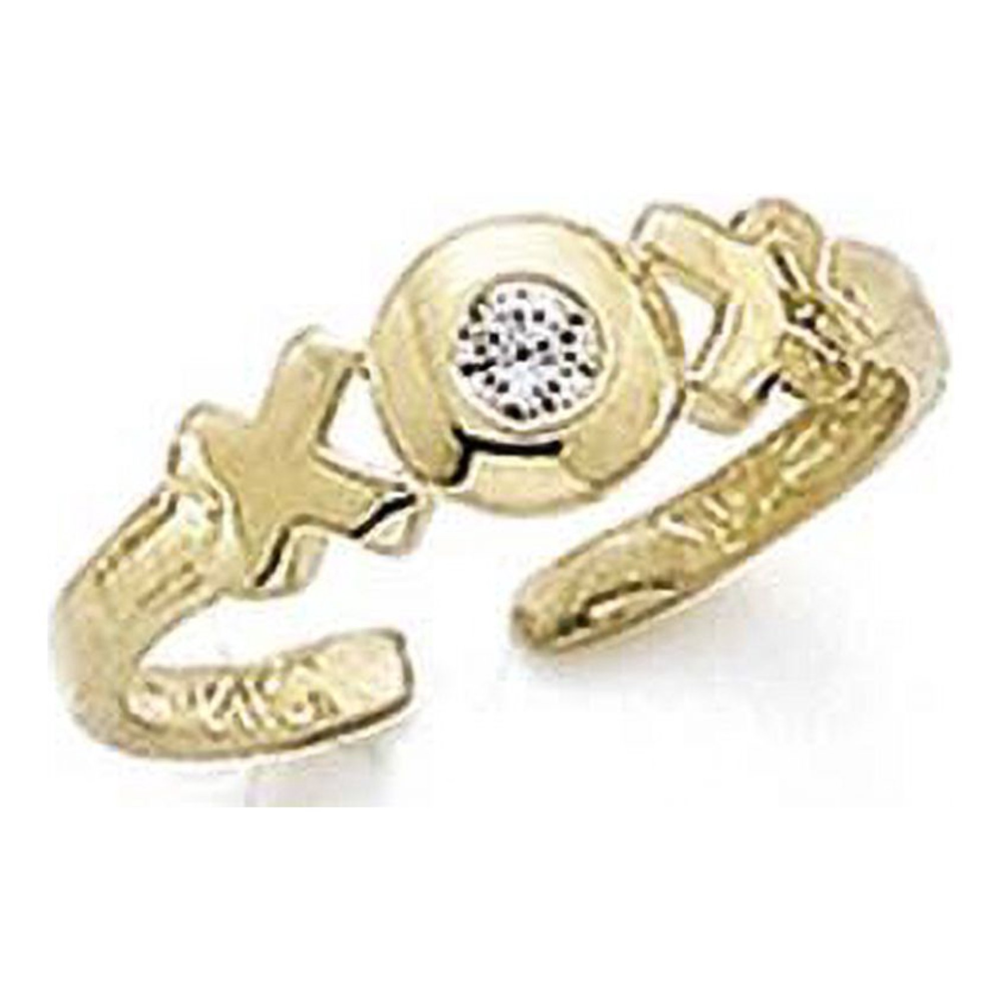 14k Yellow Gold X and O Cubic Zirconia Toe Ring