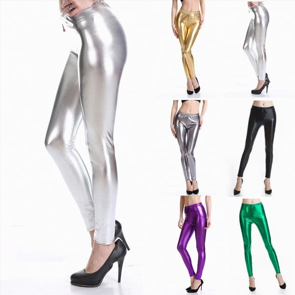 Ramiter Dressy Leggings for Women Women's Faux Leather Leggings Pants PU Elastic Shaping Hip Push Up Black Sexy Stretchy High Waisted Tights Purple,XL