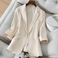 thumbnail image 2 of vigerkar Linen Blazer Women Summer Lightweight Casual One Button Linen Work Jackets Lapel 3/4 Sleeve Blazer for Women Trendy Beige, 3XL, 2 of 9