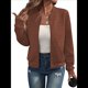 thumbnail image 1 of Chaqueta Informal de Mujer con Cuello Alto y Cremallera, Ideal para Otoño. Conjuntos con Bolsillos. Color Caramelo 5XL, 1 of 9