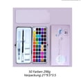 thumbnail image 2 of Juego de acuarelas de 52 colores en botes con bolígrafo, pincel, 5 papeles de acuarela, esponja, rotuladores negros, material de arte para niños y adultos, caja de viaje con acuarela y morado, 2 of 6