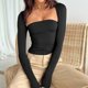 thumbnail image 5 of Conjunto De Camiseta Sin Mangas Camisola para mujer, camisetas sin mangas, traje de calle Sexy de Color sólido (negro S) Cgtredaw para Mujer Negro T S, 5 of 6