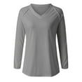 thumbnail image 4 of Abcnature Fashion Women Casual V- Neck Solid Color Long-sleeved T-shirt Plus Size Tops for Ladies Autumn Winter Casual Loose Tunic Blouse Gray XL, 4 of 4