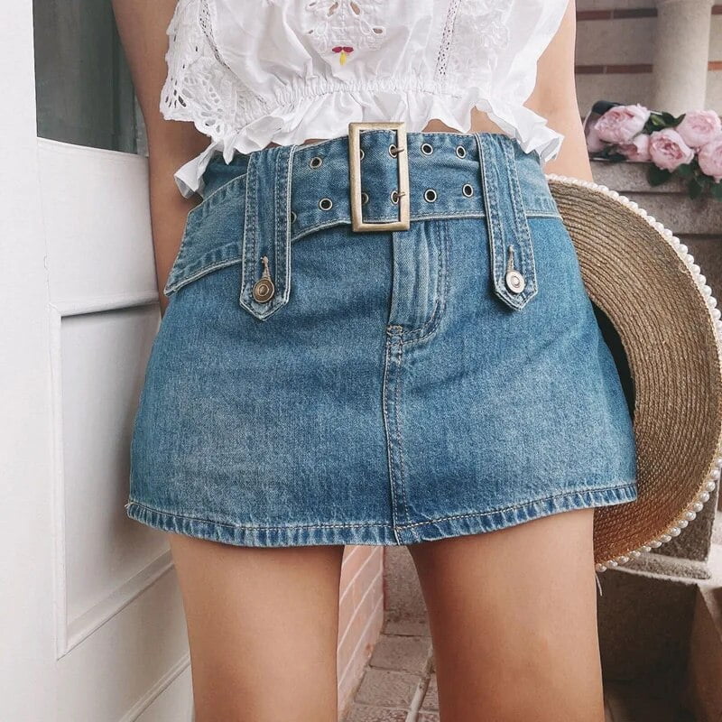 Amazon.com: cffvdiz Women's Sexy Mini Denim Skirt Y2K Low
