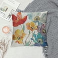 thumbnail image 2 of ONETECH  Enchanting Floral Decorative Throw Pillow Case Charming Beautiful Poppy Flowers Tricolor Orange Red Yellow Blue Cotton Linen Cushion Case for Sofa Couch, 2 of 5