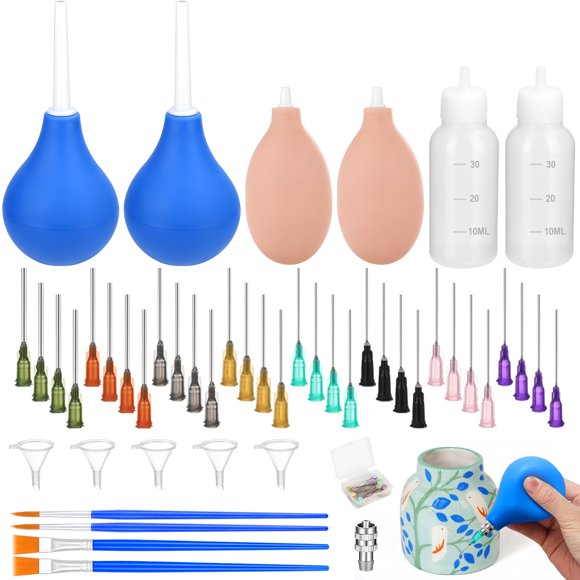 Juego de herramientas de cerámica Jollidecor, 98 unidades, con botellas exprimibles y cepillos