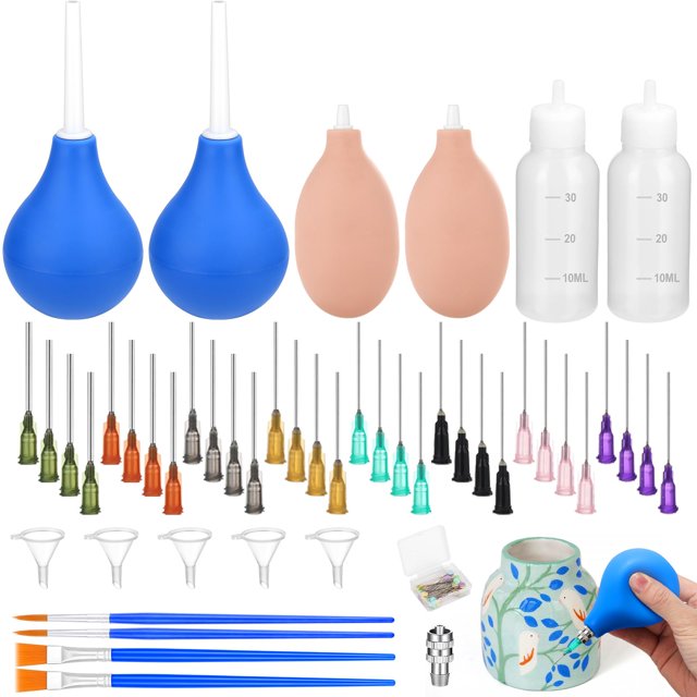 Juego de herramientas de cerámica Jollidecor, 98 unidades, con botellas exprimibles y cepillos