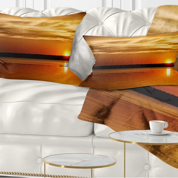 Designart 12" x 20" Orange Polyester Throw Pillow