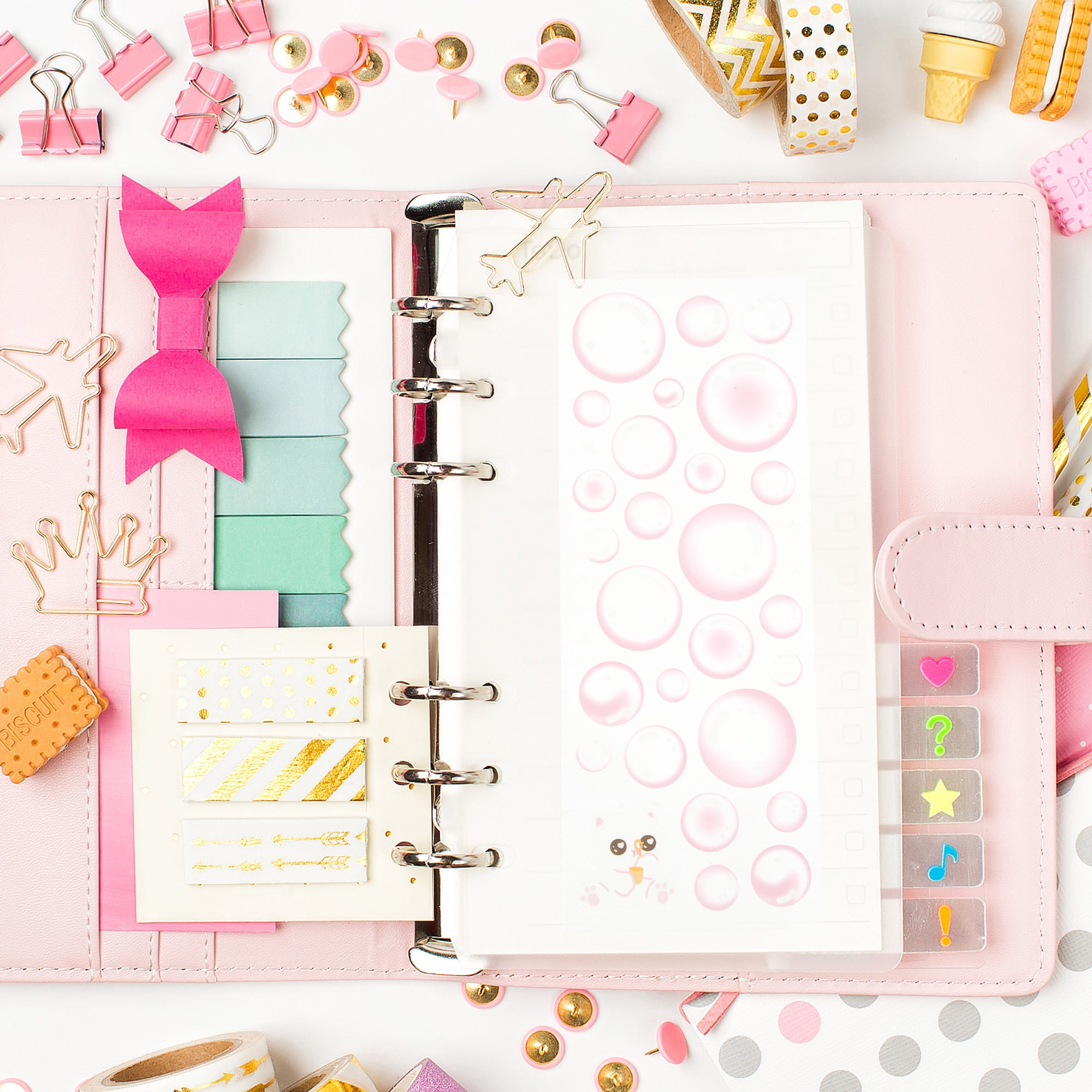 Unique Bargains Adhesive Cute Multi-Purpose Decorations Mixed Color Stickers Pink