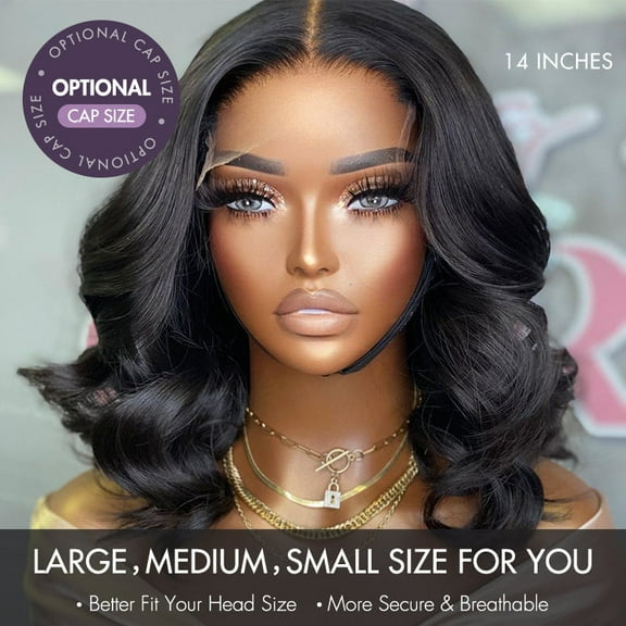 LUVME 1 SEC INSTALL WIG | Gorgeous Natural Black Loose Wave 5x5 Closure Lace Glueless Short Wig 100% Human Hair | Large & Small Cap Size