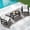 Black Frame / Khaki Cushion, variant on KINGYES 4 Pieces Outdoor Furniture Set, HDPE All Weather Use Conversation Couch Sets,2 Armchairs & 1 Loveseat & 1 Coffee Table for Patio Backyard, Gray Frame with Khaki Cushions