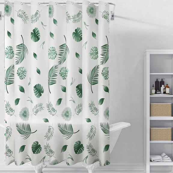 Sahpxhe Shower Curtain White Translucence Waterproof Bath Curtain,No-Drill Bathroom Partition Bathroom Decor with Hooks,Fade-Resistant Moistureproof,70.9X31.5in,Multicolor-B