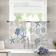 thumbnail image 2 of Blue Grey Coastal Sheer Curtains 54 Inches Length 2 Panels Set, Window Sheer Curtains for Living Room/Bedroom, Rustic Ocean Starfish Shell Seahorse Light Filtering Rod Pocket Curtain 52'' x 54'' x 2, 2 of 7