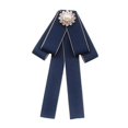 thumbnail image 4 of Pajarita de mujer preanudada con alfiler, corbata de regalo, corbata de moda, accesorios de ropa para el cuello. Azul marino, 4 of 9