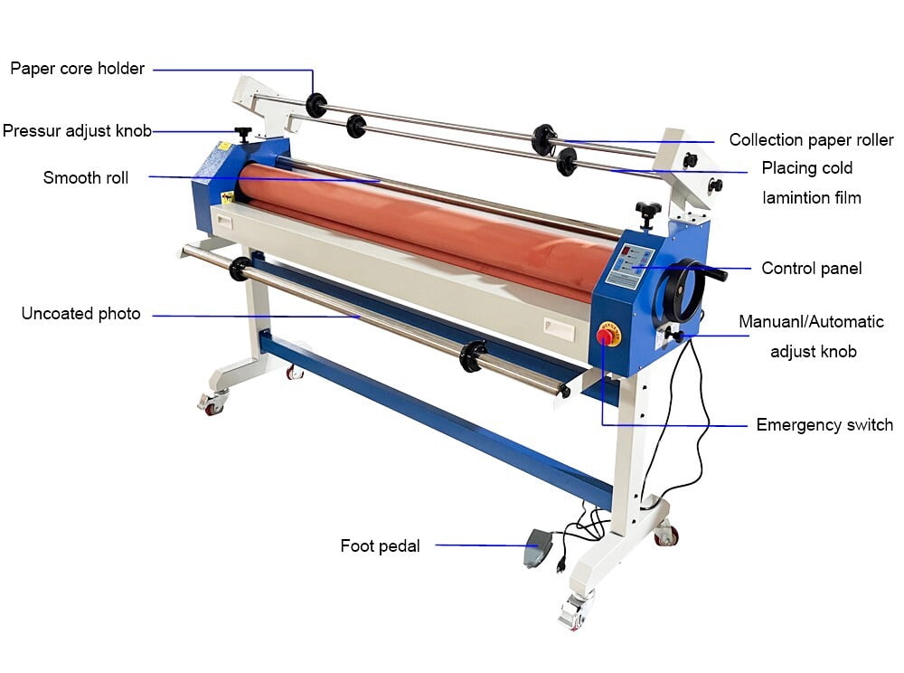 63 Inch Electric Manual Cold Laminating Machine Vinyl Photo Film Cold Press Laminator