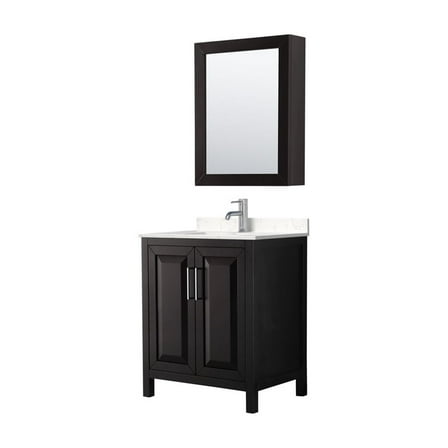 30" Bathroom Vanity Set - Dark Espresso Cabinet & Carrara Marble Countertop - Undermount Sink & Medicine Cabinet
