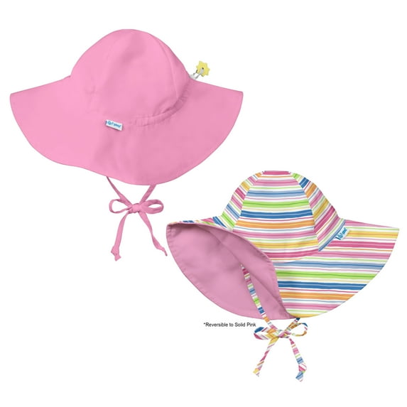 i play Baby and Toddler Brim Sun Protection Hat-Stripes and Pink - 2 Pack