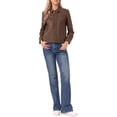 thumbnail image 2 of INSPIRE CHIC Faux Suede Jacket for Women's Point Collar Long Sleeves Zipper Jacket with Pockets XS Coffee, 2 of 6