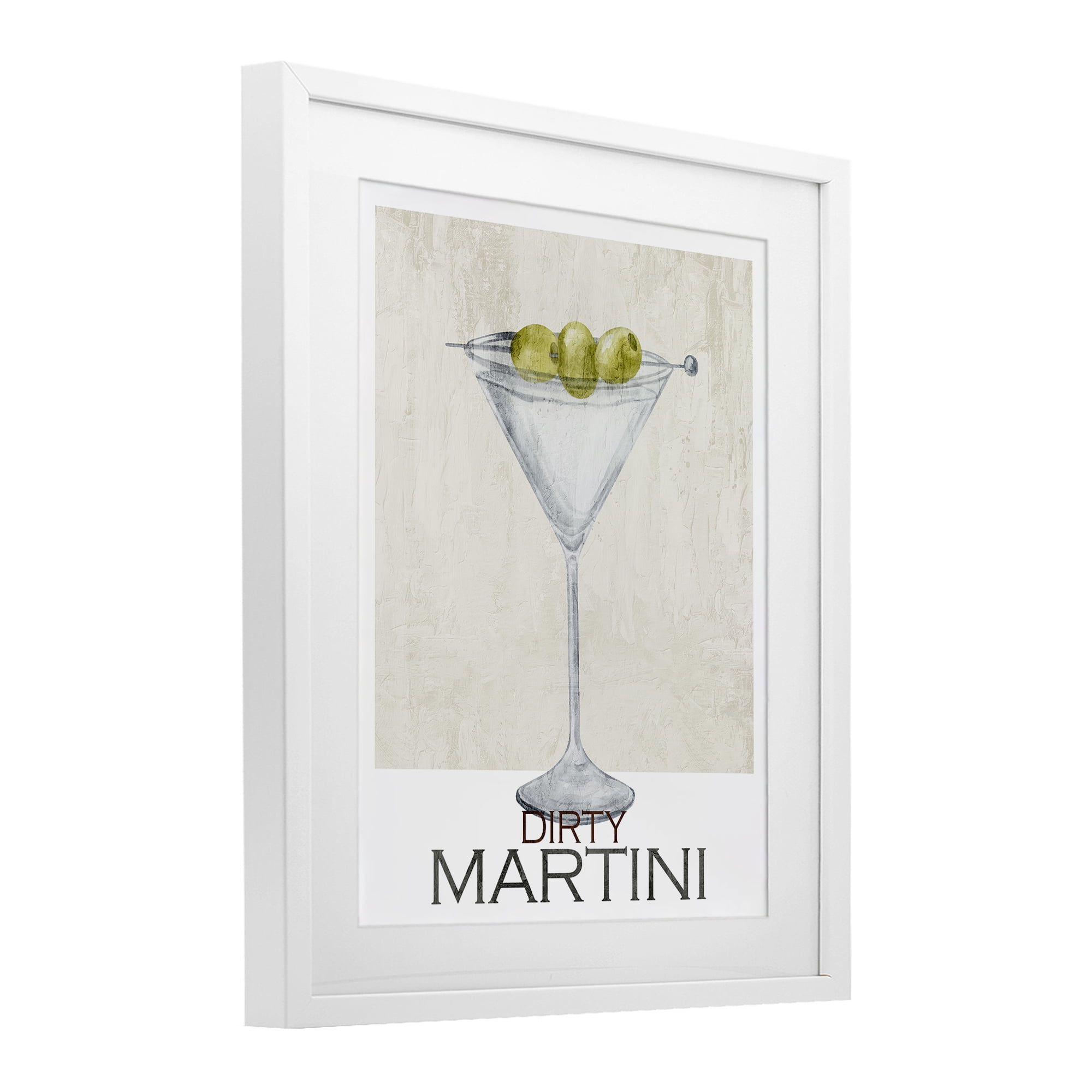 Stupell Industries Dirty Martini Olives White Framed Print Under Glass, design by Kim Allen
