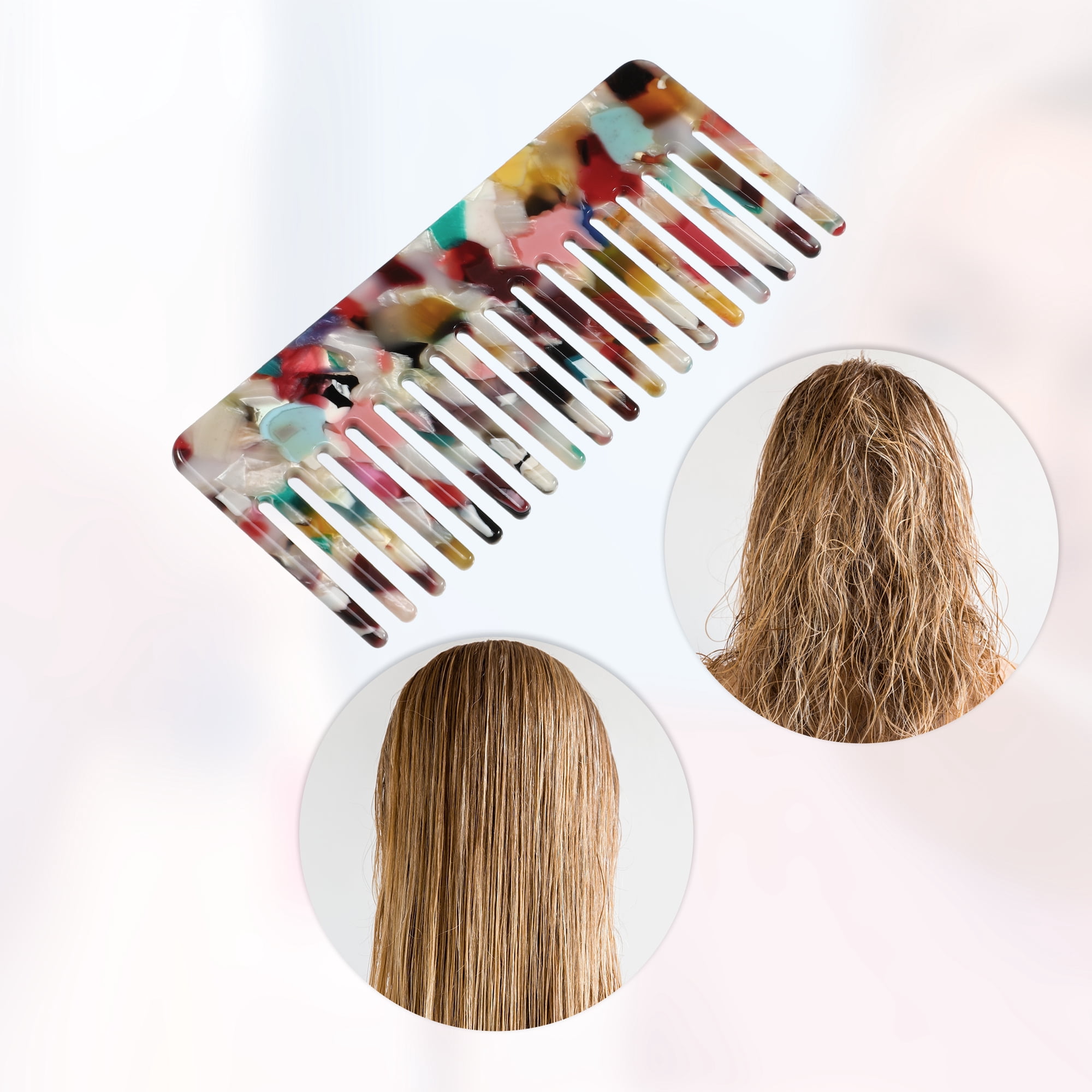 Unique Bargains 1Pc Women Heat Resistant Wide Tooth Comb Assorted Color