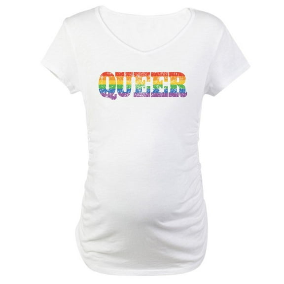 CafePress - Retro Queer Maternity T Shirt - Cotton Maternity T-shirt, Cute & Funny Pregnancy Tee