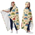 thumbnail image 2 of Wearable Blanket,LightBeige Cartoon Dinosaurs Plants Pattern Hooded Wearable Flannel Blanket for Adults & Teens,Winter Poncho Shawl Wrap Cape Cozy Anti-Pill,60"x80", 2 of 5