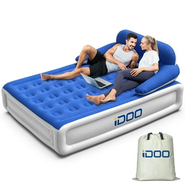 iDOO Queen Headboard Air Mattress, 18" Airbeds with Built-in Pump